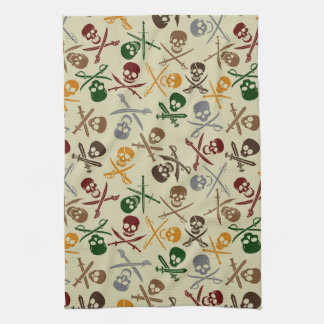 Pirate Skulls with Crossed Swords Kitchen Towel
