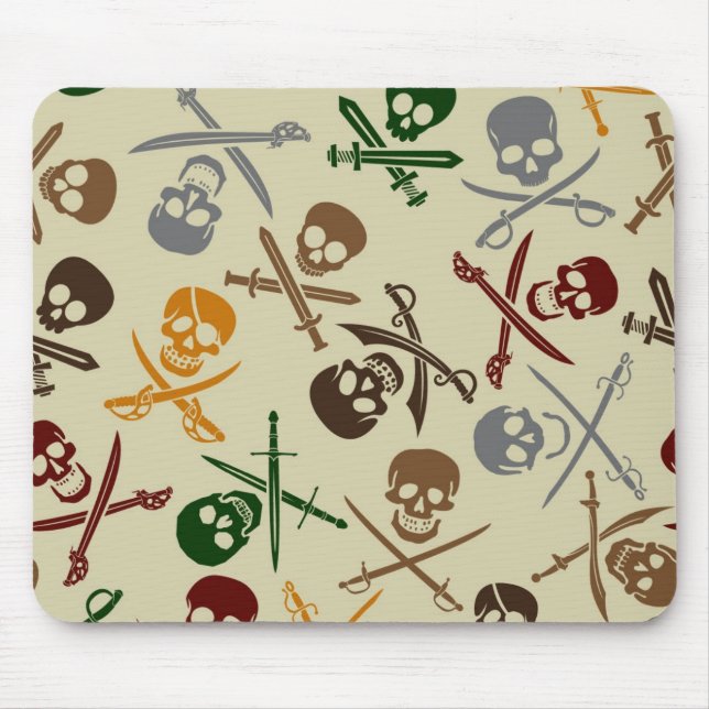 Pirate Skulls with Crossed Swords Mouse Pad (Front)