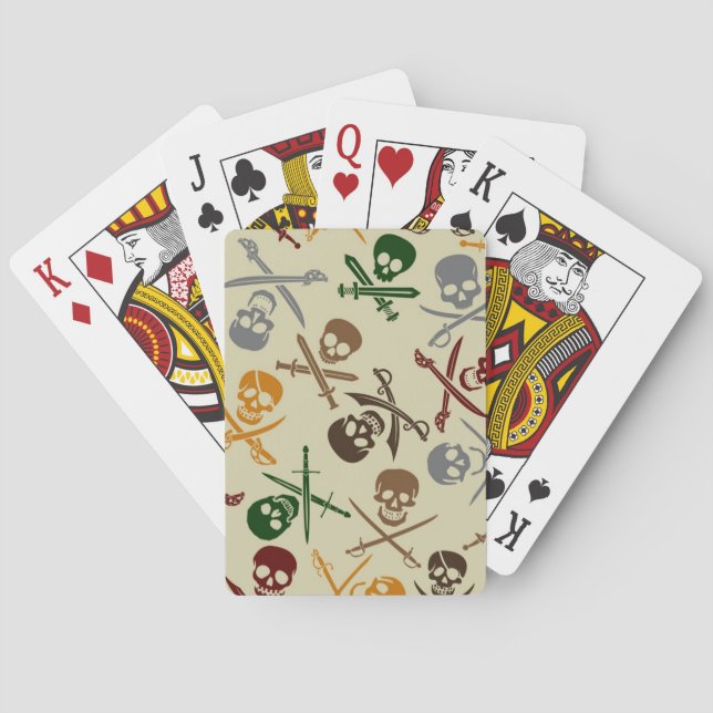Pirate Skulls with Crossed Swords Poker Cards (Back)