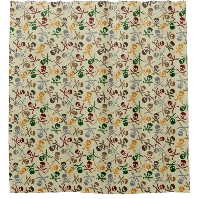 Pirate Skulls with Crossed Swords Shower Curtain (Front)