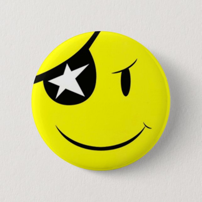 Pirate Smile Face Pinback Button (Front)