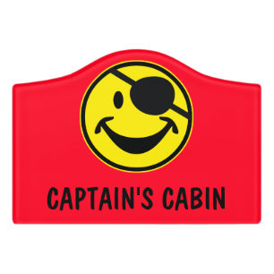 Pirate Smiley yellow + your backg. & ideas Door Sign