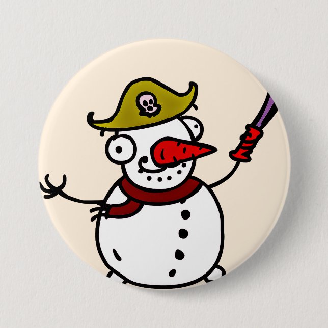 pirate snowman merry Christmas Button (Front)