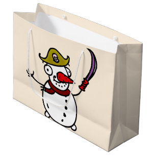pirate snowman merry Christmas Large Gift Bag