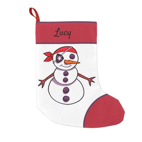 pirate snowman merry Christmas Small Christmas Stocking