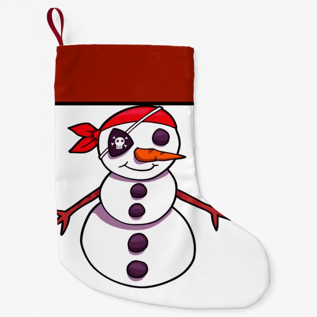 pirate snowman merry Christmas Small Christmas Stocking (Front)