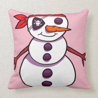 pirate snowman merry Christmas Throw Pillow