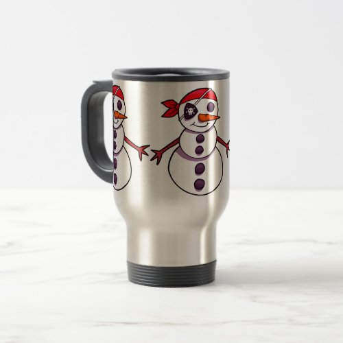 pirate snowman merry Christmas Travel Mug