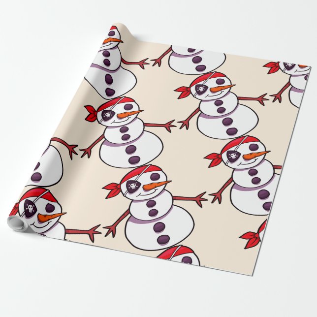 pirate snowman merry Christmas Wrapping Paper (Unrolled)