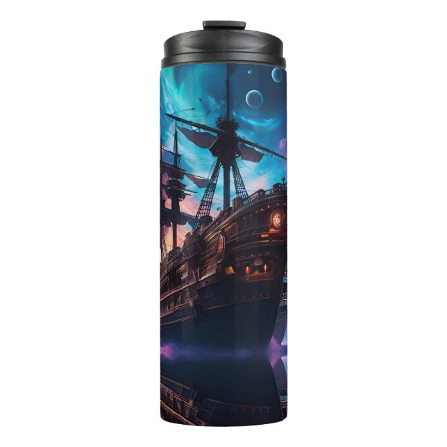 Pirate Space Ship Nebula and Moons  Thermal Tumbler (Front)