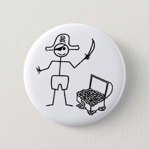 Pirate Stickman With Treasure Chest Button