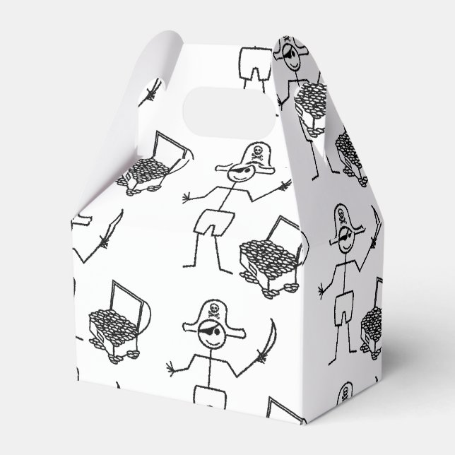 Pirate Stickman With Treasure Chest Favor Boxes (Front Side)
