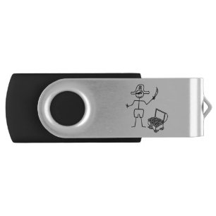 Pirate Stickman With Treasure Chest Flash Drive