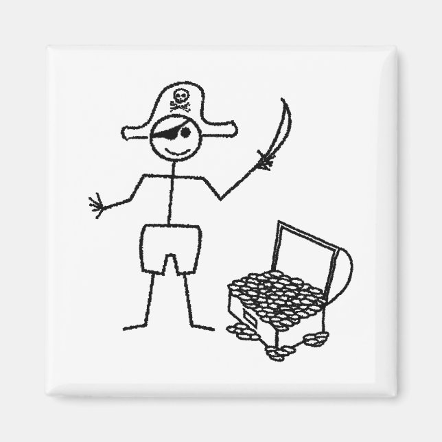 Pirate Stickman With Treasure Chest Magnet (Front)