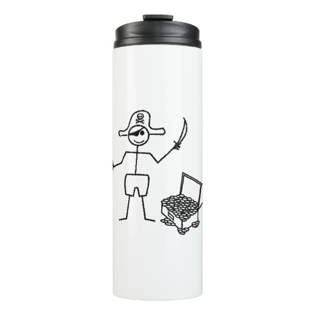 Pirate Stickman With Treasure Chest Thermal Tumbler (Front)