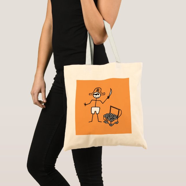 Pirate Stickman With Treasure Chest Tote Bag (Front (Product))