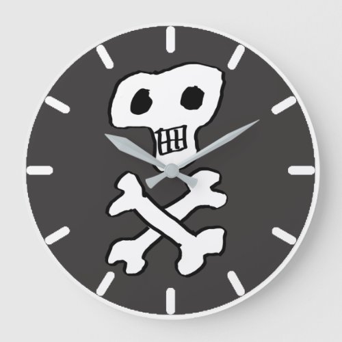 Pirate Style Skull  Crossbones Large Clock