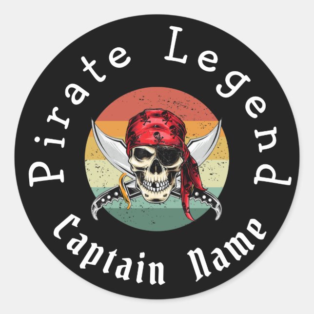 Pirate sunset  classic round sticker (Front)