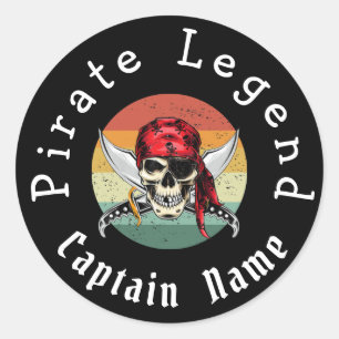 Pirate sunset classic round sticker