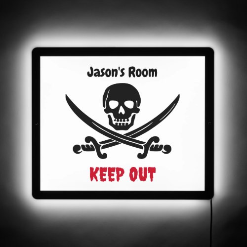 Pirate Swords  Skull Keep Out  LED Sign