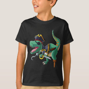 Pirate T-Rex Gift Boys Girls Dinosaur Pirate Capt T-Shirt