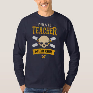 Pirate Teacher Arrr Cool Skull Rustic T-Shirt