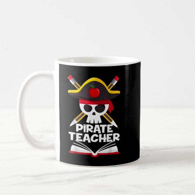 Pirate Teacher Funny Halloween Costumes Skull Adul Coffee Mug (Left)