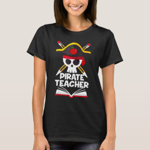 Pirate Teacher Halloween Costumes Skull Adult T-Shirt