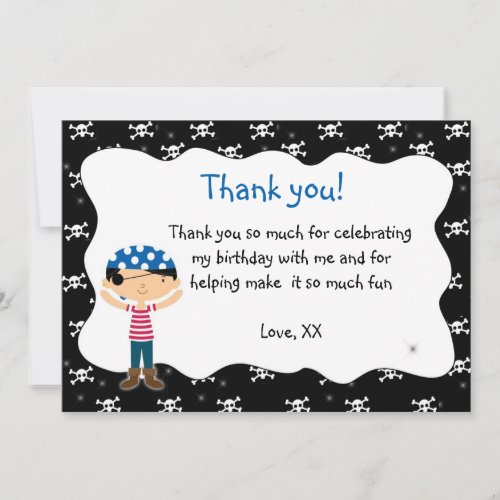 Pirate Thank You Card Birthday Baby Shower Custom Invite
