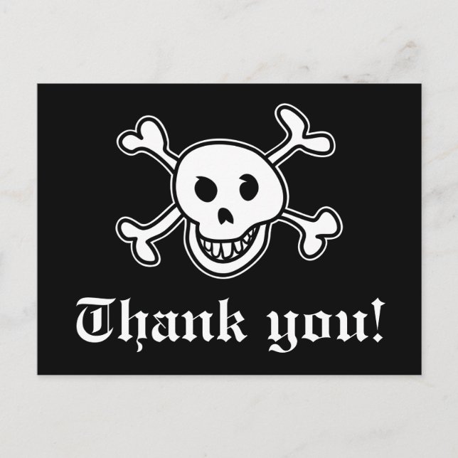 Pirate thank you card for birthdays party (Front)