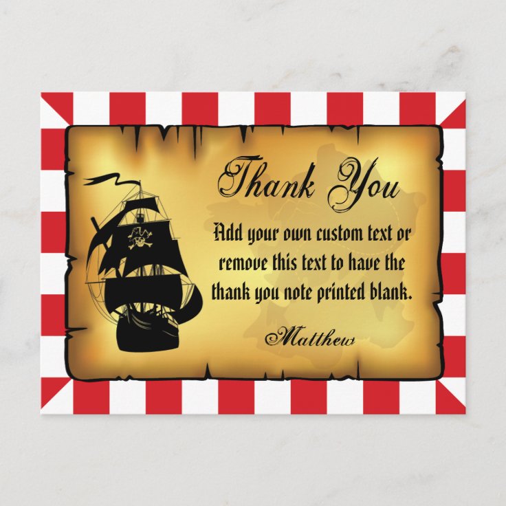Pirate Thank You Cards | Zazzle