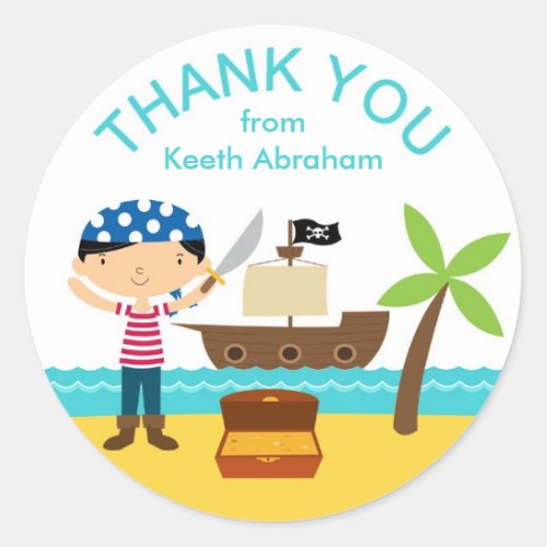 Pirate Thank You Stickers