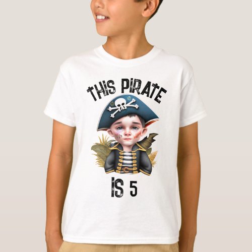 Pirate theme  Birthday boys DIY age Captain T_Shirt