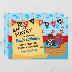 Pirate Theme Birthday Invitations
