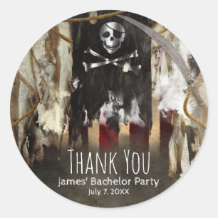 Pirate Theme Birthday or Bachelor Party Favor Classic Round Sticker