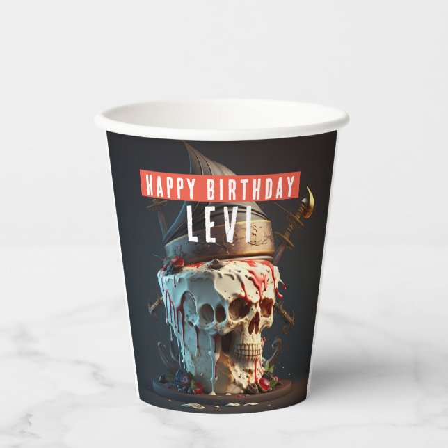 Pirate theme birthday paper cups (Front)