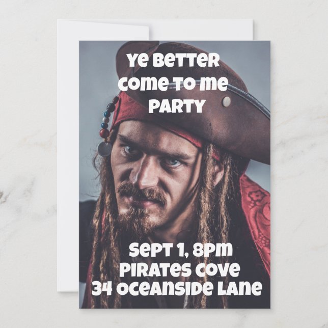 PIRATE THEME BIRTHDAY PARTY CUSTOM INVITATIONS (Front)