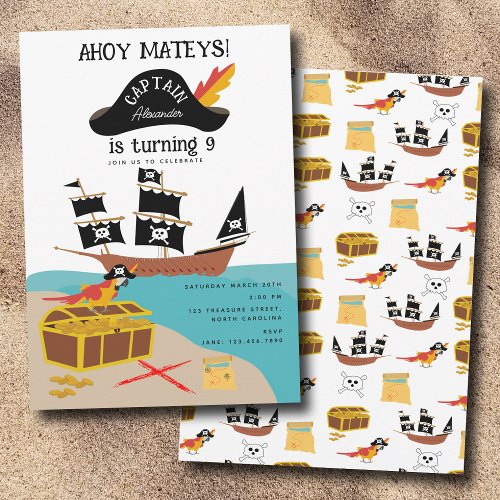 Pirate Theme Birthday Party  Invitation