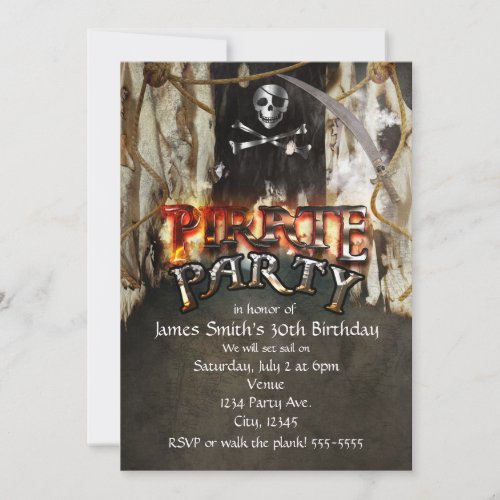 Pirate Theme Birthday Party Invitations