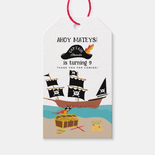 Pirate Theme Birthday Party Thank You Gift Tags