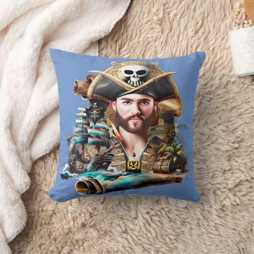 Pirate theme kids bedroom decor captain ship chest throw pillow