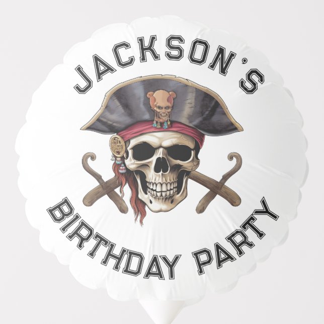 Pirate theme Party Adult CAPTAIN Skull 1  White Balloon (Front)