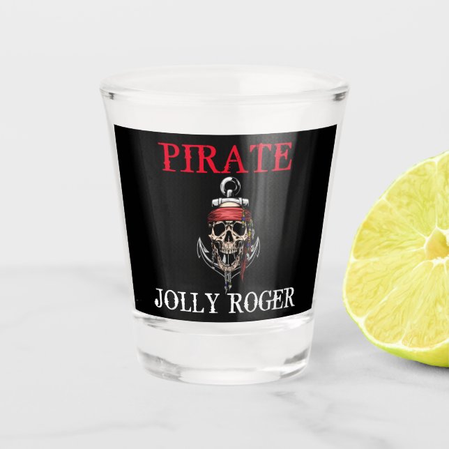 Pirate theme Party Adult RED  NAUTICAL Shot Glass (Front)