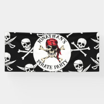 Pirate theme Party Adult Salty Skull Black.