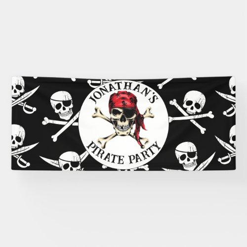 Pirate theme Party Adult Salty Skull Black  Banner