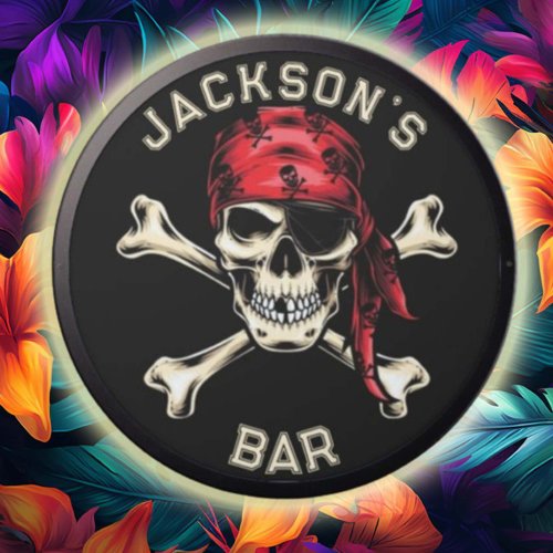 Pirate theme Party Adult Salty Skull Black LED Sign