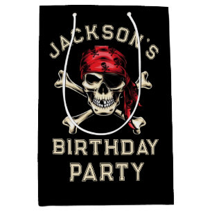 Pirate theme Party Adult Salty Skull Black Medium Gift Bag