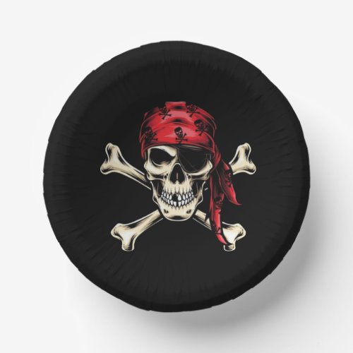 Pirate theme party adult salty skull Black Paper Bowls