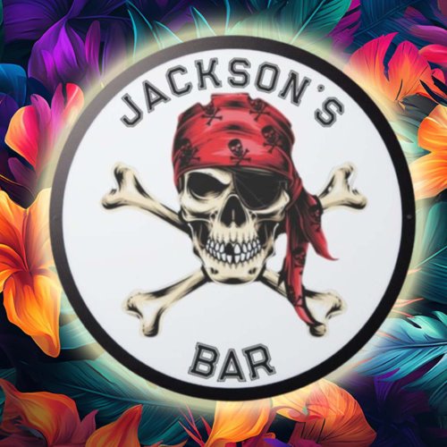 Pirate theme Party Adult Salty Skull White LED Sign