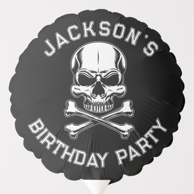 Pirate theme Party Adult SHIP Skull. BLACK Balloon (Front)